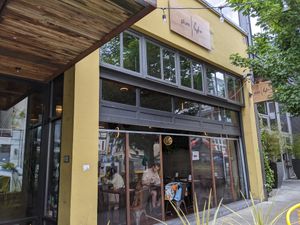 View of restaurant from outside at Plum Bistro in Seattle