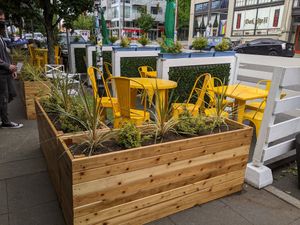 Parklet seating outside at Plum Bistro in Seattle