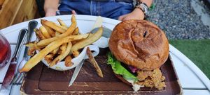 Chicken burger at Plum Bistro in Seattle
