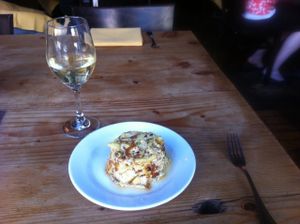 I was scared to be too full for my main, if I started off with a huge main course, so this was my dessert - mac and cheese. The best. at Plum Bistro in Seattle