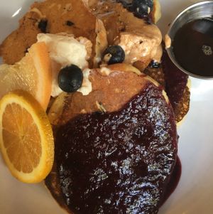 blueberry pancakes  at Plum Bistro in Seattle