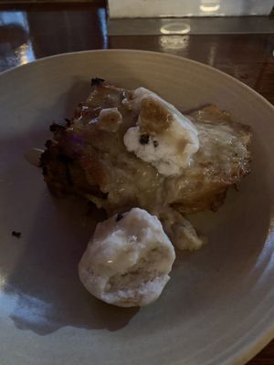 Banana Bread Pudding with Ice cream  at Plum Bistro in Seattle