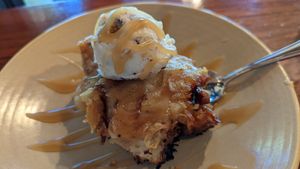 Bread pudding -- pineapple, coconut at Plum Bistro in Seattle
