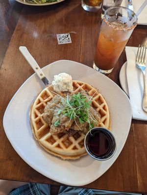 Chicken & Waffle at Plum Bistro in Seattle