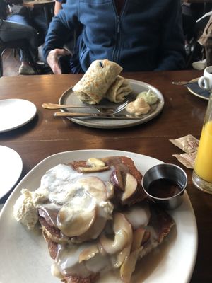burrito and salted caramel apple french toast!  at Plum Bistro in Seattle