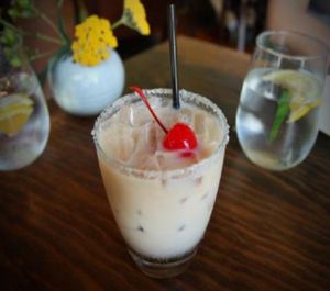 sweet tea white russian: firefly sweet tea, soy milk, orange spice and cane sugar at Plum Bistro in Seattle
