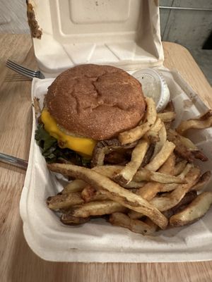 American Boy burger with amazing house made patty  at Plum Bistro in Seattle