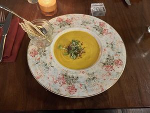 Roasted cauliflower and yam soup  at Plum Bistro in Seattle