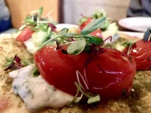 avocado flatbread at Plum Bistro in Seattle