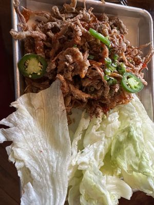 Oyster mushroom lettuce wraps  at Plum Bistro in Seattle