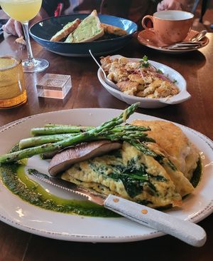 front: Give me veggies please, middle: Mac and yease. at Plum Bistro in Seattle