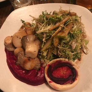 Mushroom scallops at Plum Bistro in Seattle