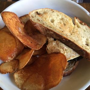 smoked tofu and (field roast) sausage with spinach sandwich  at Plum Bistro in Seattle
