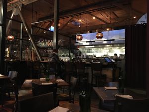 Seating and bar at Plum Bistro in Seattle