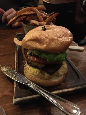 Chicken burger at Plum Bistro in Seattle