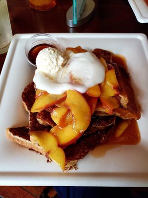 Peaches n cream french toast at Plum Bistro in Seattle