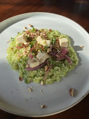 Herbed risotto and tofu  at Kawul in Pokolbin