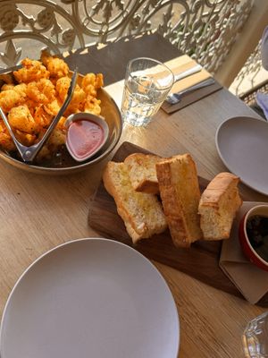 Cauliflower bites and focaccia   at Kawul in Pokolbin