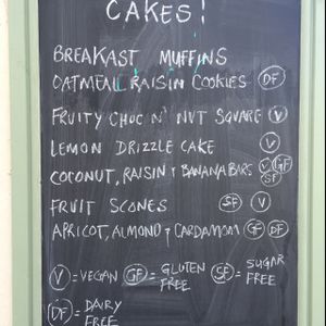 Daily specials (v) means vegan  at Nourish in Inverness