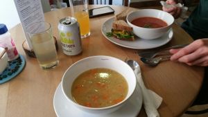 Vegetables and lentil soup :) at Nourish in Inverness