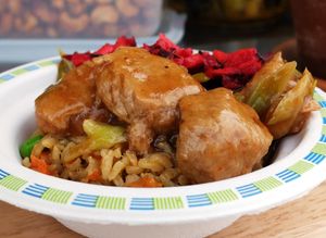 Fried rice with Tzay and red beet salad at Change All Vegan - Food Truck in Lier