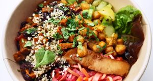 Forbidden rice salad with many more items and colours at Change All Vegan - Food Truck in Lier