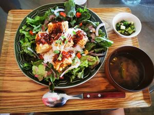 Homemade tempeh at Suzume in Teshikaga