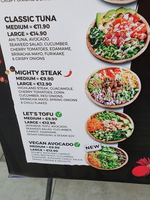 Two vegan options standardly available at Hawaiian Poke Bowl in Leuven