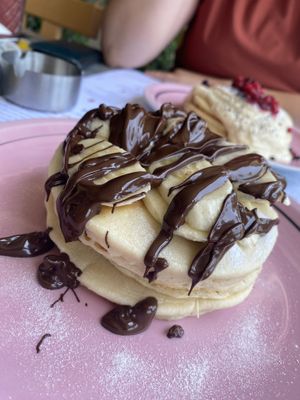 Vegan Dark Chocolate Banana Pancakes   at Estrella in Paphos