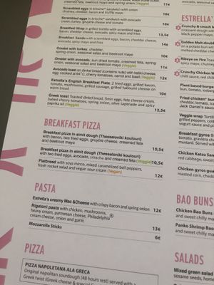 Flatbread on menu  at Estrella in Paphos