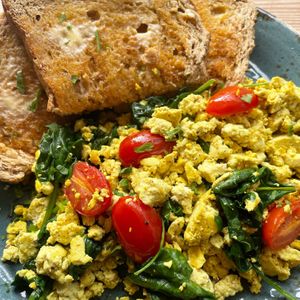 Messy tofu scramble at Love Brew Scarborough in Scarborough