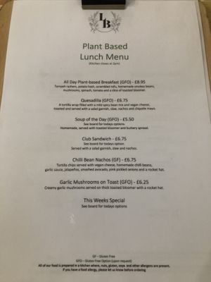 Lunch menu at Love Brew Scarborough in Scarborough