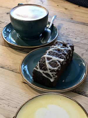 Delicious cake and lattes  at Love Brew Scarborough in Scarborough