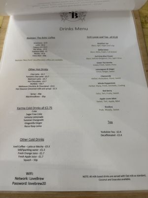 Drinks menu   at Love Brew Scarborough in Scarborough