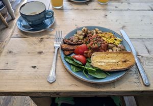 Beautifully presented, delicious & nutritional vegan full breakfast. at Love Brew Scarborough in Scarborough