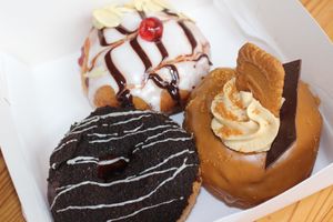 Vegan donut box (available via our click and collect service) at Love Brew Scarborough in Scarborough