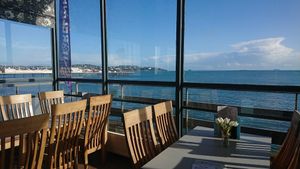 Panoramic sea views, three of the four sides of the restaurant are floor to ceiling windows at Shoreline in Paignton