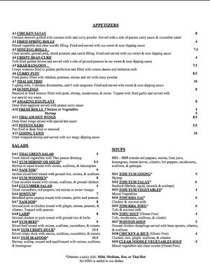 Menu 2 at Thai-Am in St Petersburg