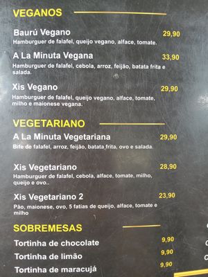 Cardápio com opções veg #Veganuary at 100% Xis in Porto Alegre