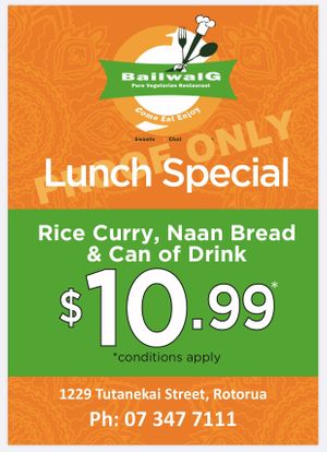 Vegan options available  at BailwalG in Rotorua