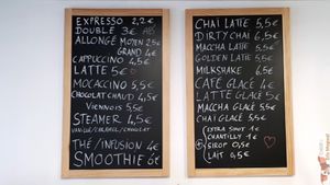 Coffe choice at Wash'Up Café Laverie Cosy in Paris