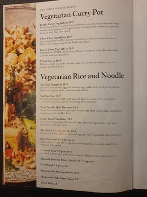 Menu Sept 2024 at Thai Garden House in Parramatta