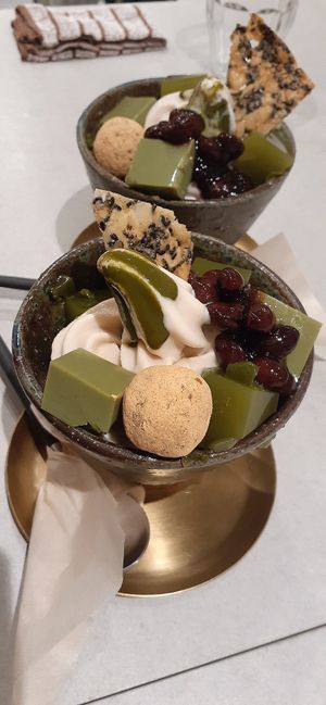 Vegan Matcha parfait dessert at Mumokuteki in Osaka