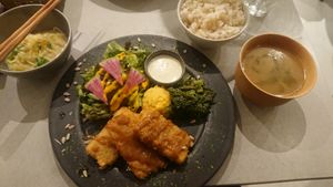 Miso Katsu dinner plate  at Mumokuteki in Osaka