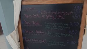 Temporary menu at Bonjour in Tivat