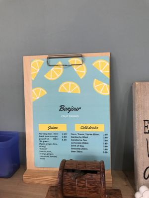 Cold drink menu at Bonjour in Tivat