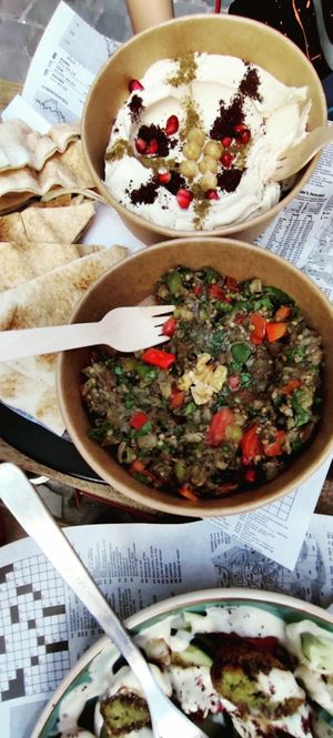 Babaganough and hummus at Maha in Brussels