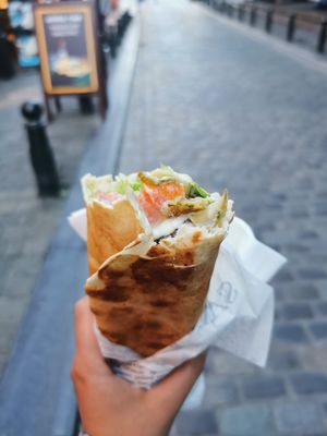 The famous falafel wrap. This sandwich is honestly one of the tastiest in Brussels. at Maha in Brussels