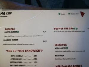 Menu at Maha in Brussels