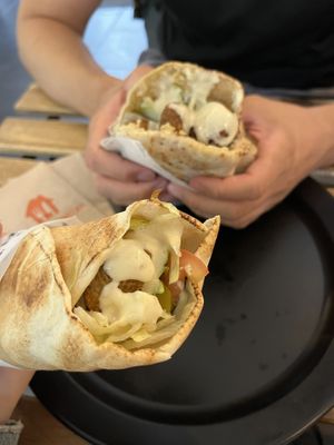 falafel wrap & pita  at Maha in Brussels